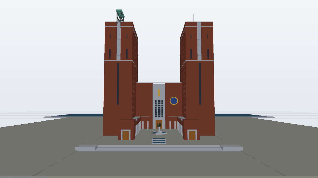 Courtyard side between the towers