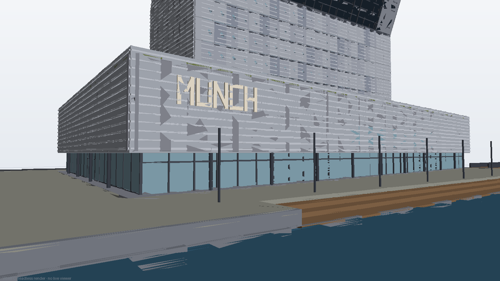 Lobby glazing and MUNCH sign