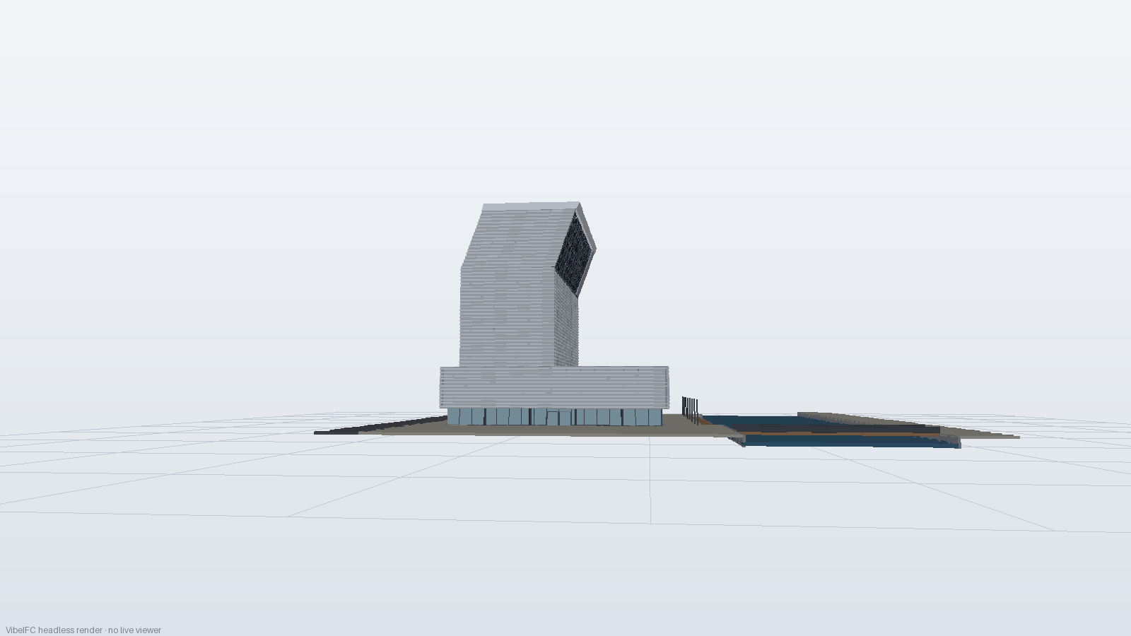 Profile from the north showing the 20 degree lean